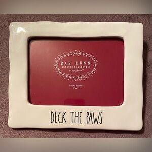 Rae Dunn Deck the Paws white ceramic frame 5x7 new